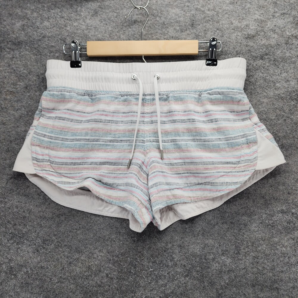 Athleta Shorts Womens 8 White Striped 32" Waist Linen